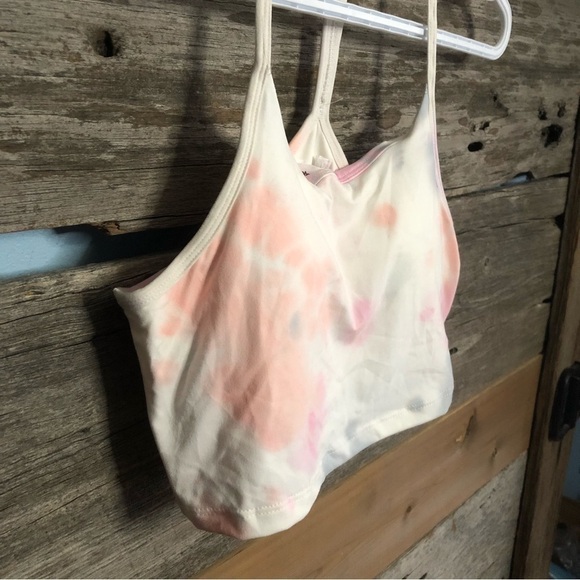 bluenotes Size Small NWT White/Tie Dye Crop Top/Sports Bra - Picture 2 of 5